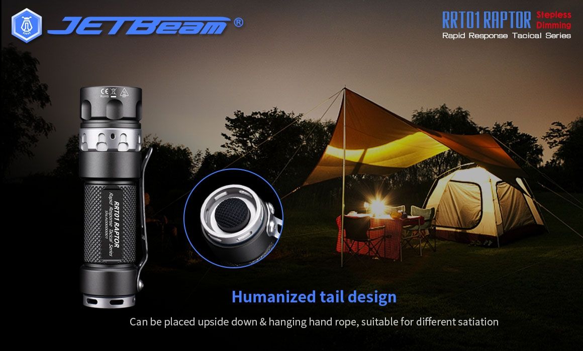 JETBeam JET-RRT01 XP-L 950 Lumen LED EDC Flashlight Durable Outdoor Lighting for Camping Hiking