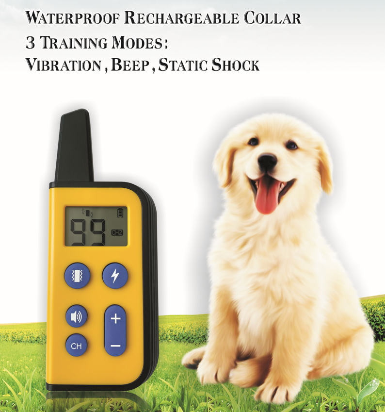 Waterproof Electric Dog Training Collar 1000m Range Adjustable Stimulation Levels for Humane Training