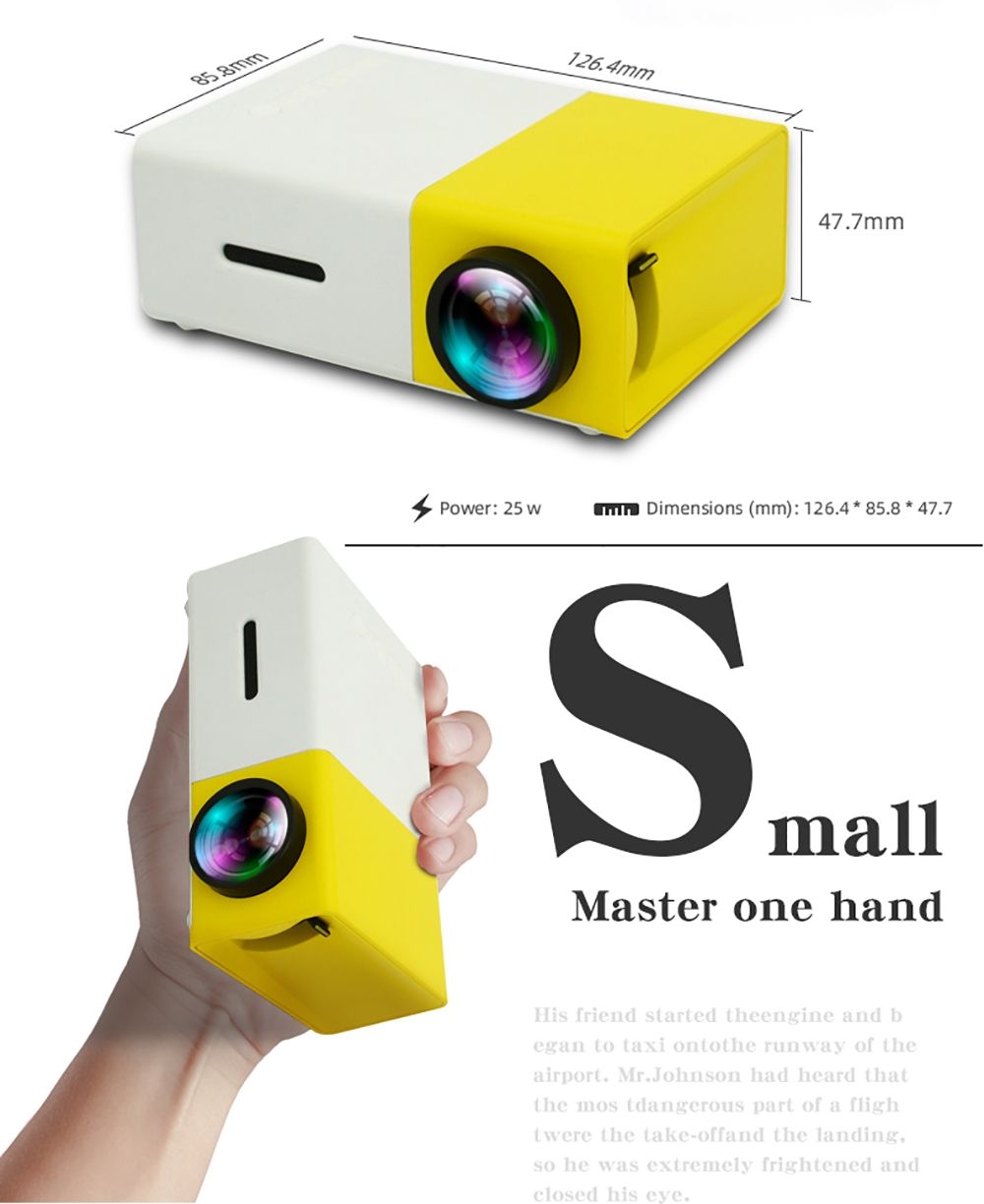 YG300 LED Mini Projector Compact Portable Projector 1080P Bright Projection for Movie Night and Gaming Adventures