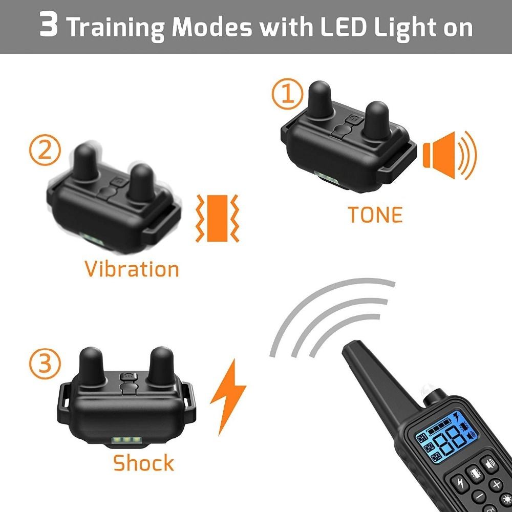 800m Electric Dog Training Collar with LCD Display Rechargeable Waterproof Adjustable Levels for Pet Owners