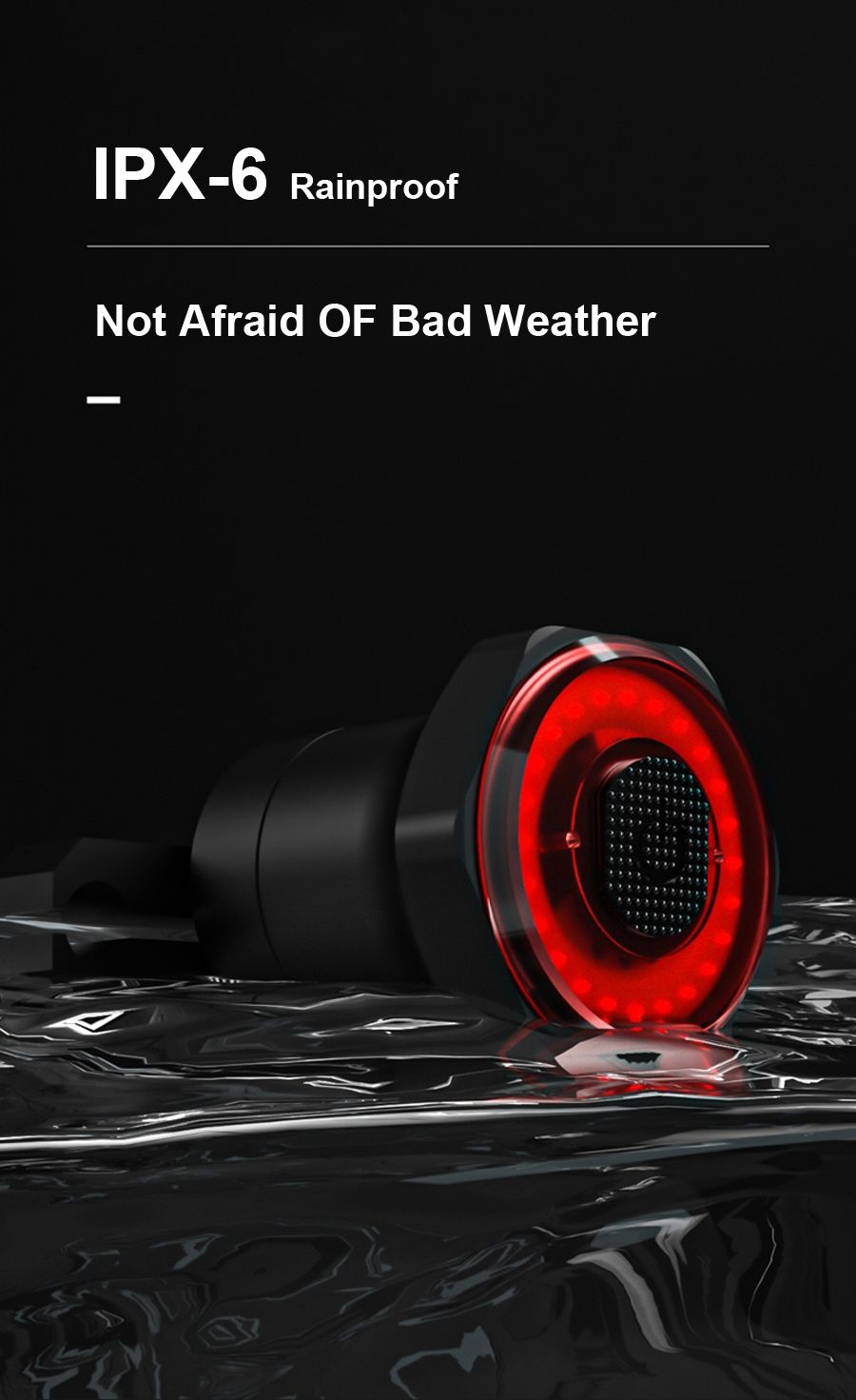 Smart Bicycle Tail Light with Auto Start Stop Brake Light USB Charge IPX6 Waterproof Cycling Safety Light