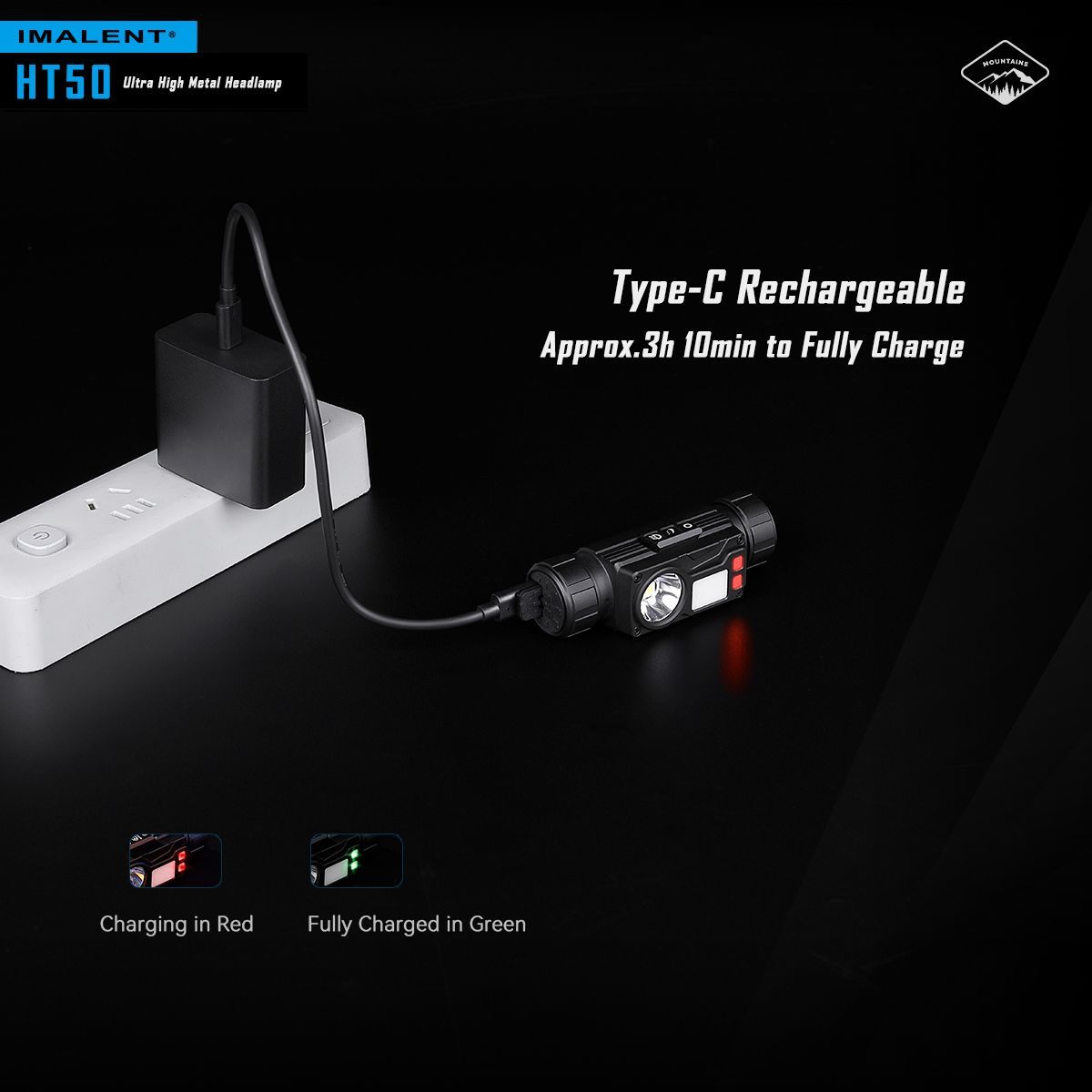 IMALENT HT50 LED Adventure Headlamp Dual Light Sources Rechargeable Lightweight Design High Lumen Output