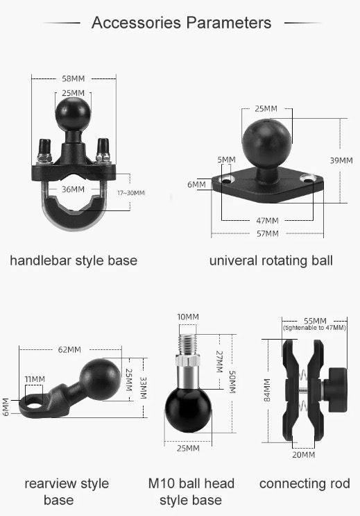 ROCKBROS Phone Holder Durable Aluminum Motorcycle and Cycling Mount with Silicone Shock Absorption Adjustable Stand