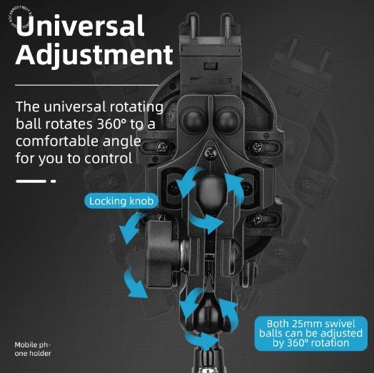 ROCKBROS Phone Holder Durable Aluminum Motorcycle and Cycling Mount with Silicone Shock Absorption Adjustable Stand