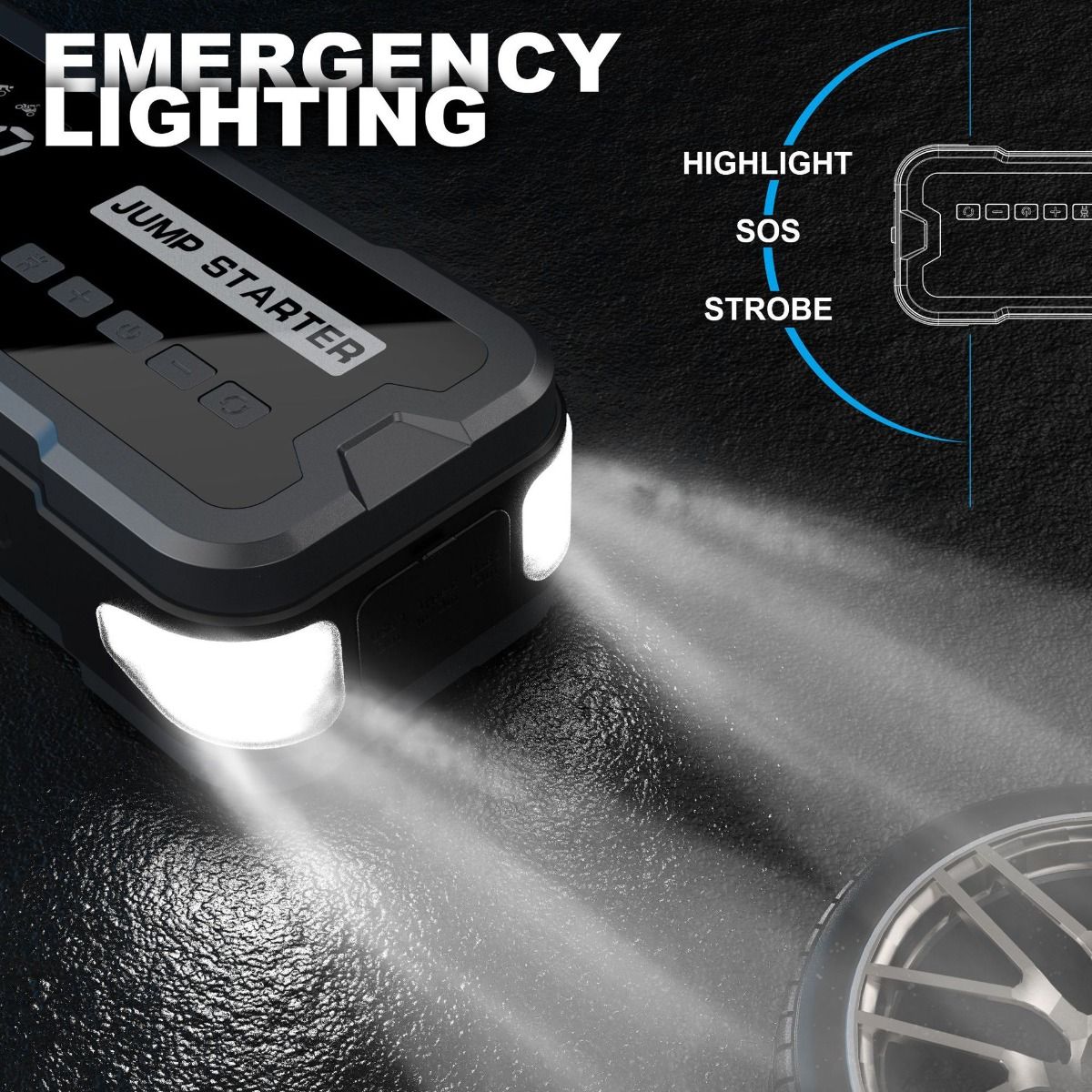 Jump Starter Power Bank Portable Charger with 2000A Peak Current Compact Design for Car Battery Troubles