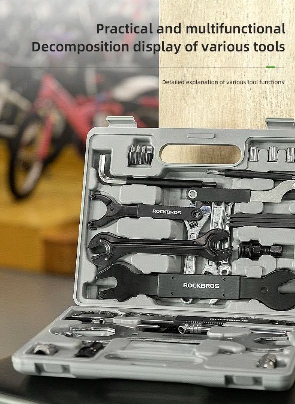 ROCKBROS Professional Cycling Tools Set Durable Carbon Steel Bike Repair Kit with Compact Storage