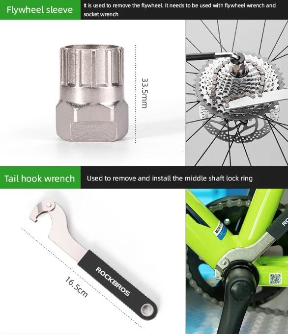 ROCKBROS Professional Cycling Tools Set Durable Carbon Steel Bike Repair Kit with Compact Storage