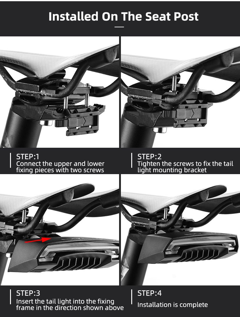 ROCKBROS LKWD-R1 Bike Light Smart USB LED with Wireless Remote Turn Signal Laser Projector for Cycling Safety