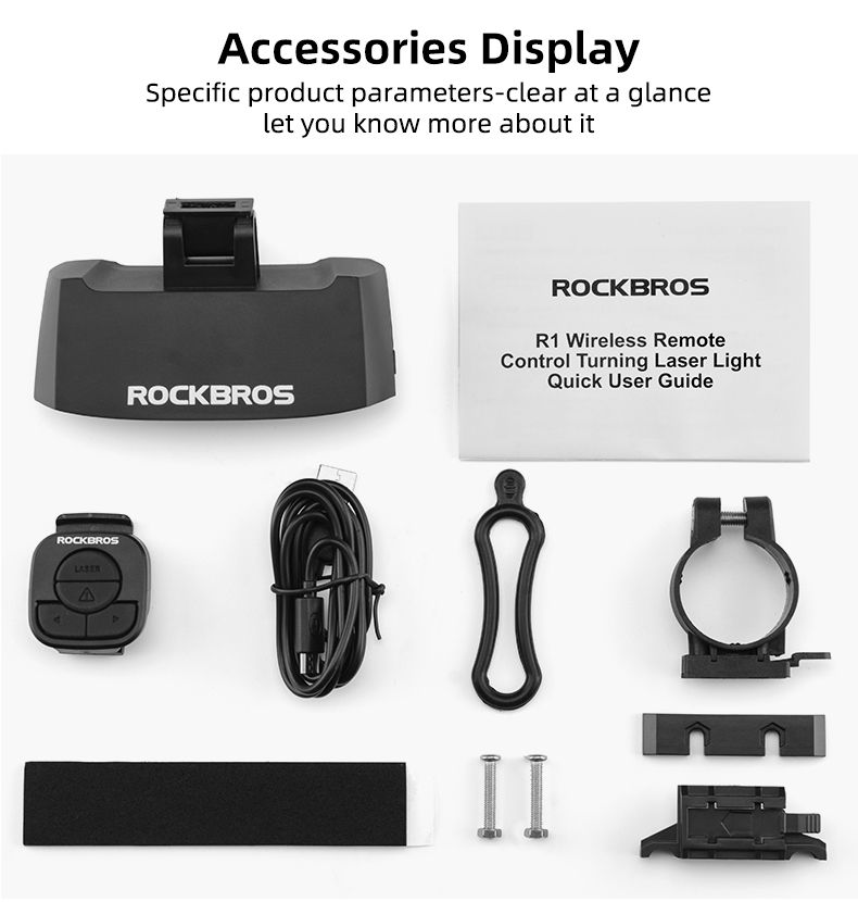 ROCKBROS LKWD-R1 Bike Light Smart USB LED with Wireless Remote Turn Signal Laser Projector for Cycling Safety