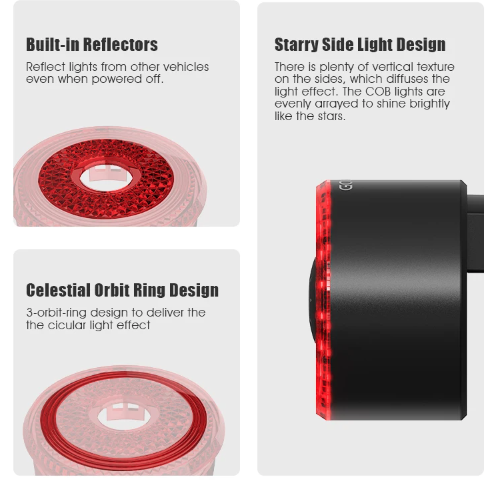 Gaciron LOOP-100 High Brightness Bike Tail Light Brake Sensor Aluminum Alloy for Urban and Trail Cycling