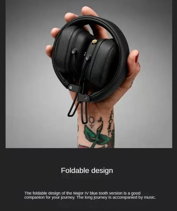 Marshall Major IV Bluetooth Headphones Classic Aesthetics Signature Sound Deep Bass Wireless Charging