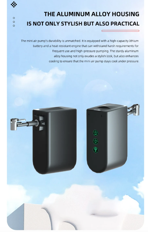 HT09 Mini Bike Pump Portable Electric Air Pump with High-Precision Pressure Sensor Lightweight Design