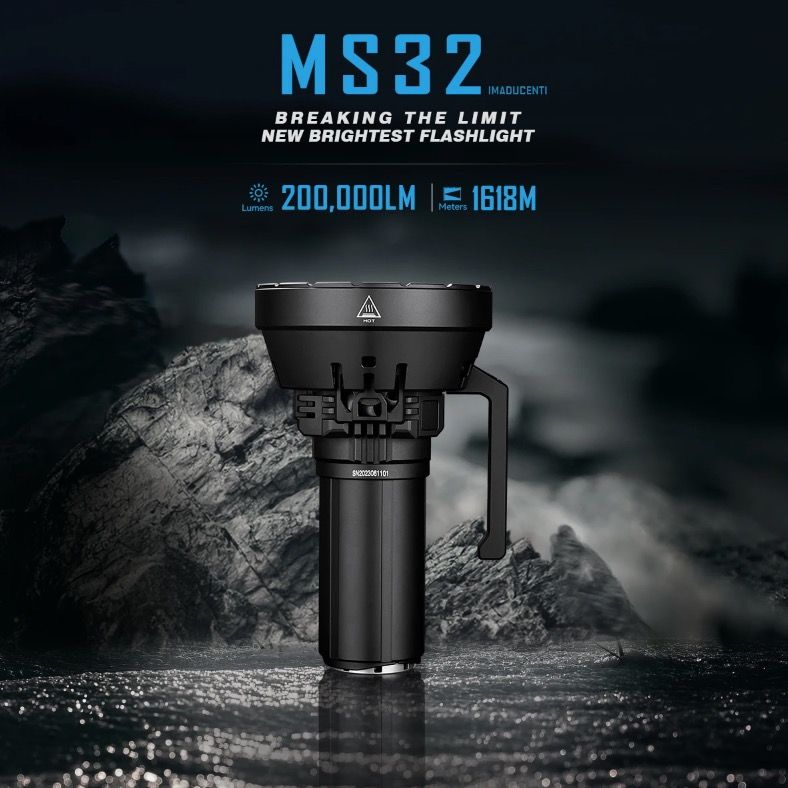IMALENT MS32 200000 Lumen LED High Power Flashlight with Multiple Lighting Modes for Outdoor Adventures