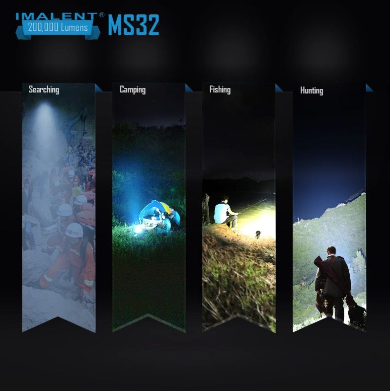IMALENT MS32 200000 Lumen LED High Power Flashlight with Multiple Lighting Modes for Outdoor Adventures