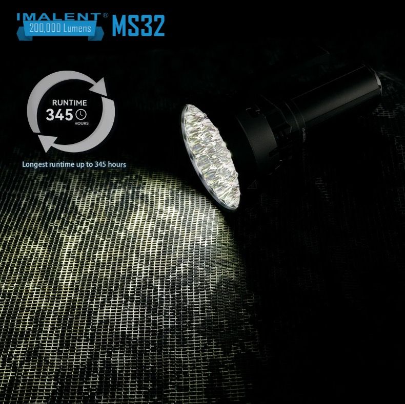 IMALENT MS32 200000 Lumen LED High Power Flashlight with Multiple Lighting Modes for Outdoor Adventures