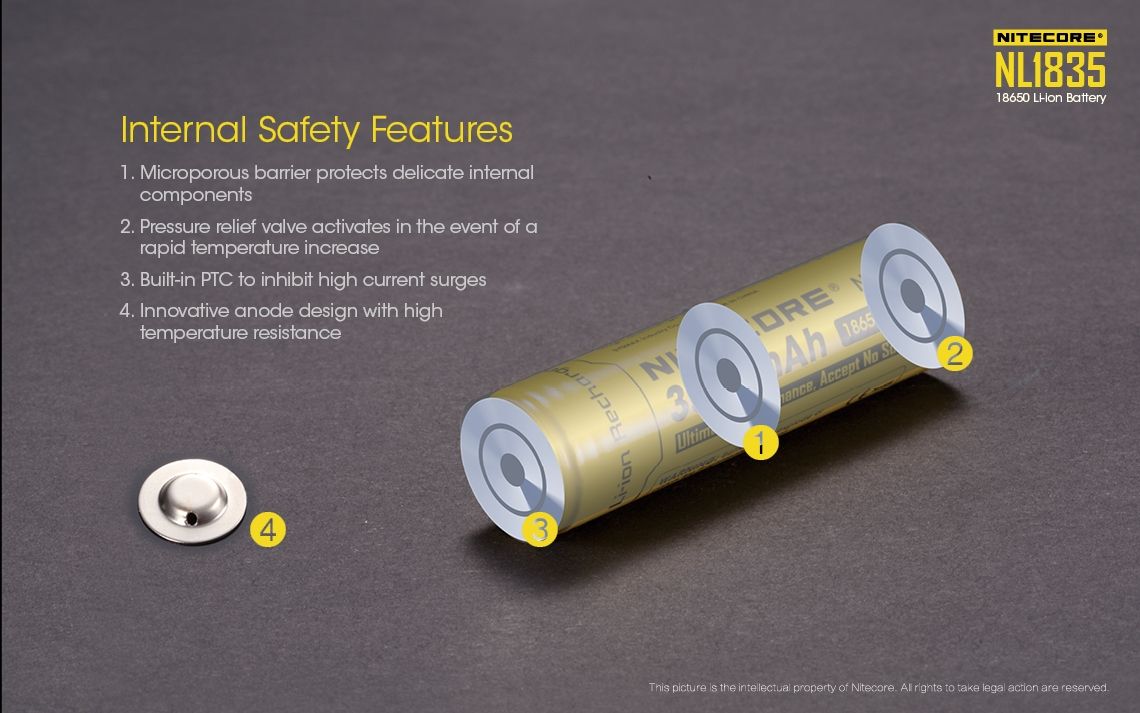 Nitecore 18650 NL1835 3500mAh Li-ion Rechargeable Battery for Long-lasting Power and Reliable Performance