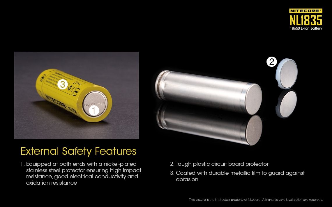 Nitecore 18650 NL1835 3500mAh Li-ion Rechargeable Battery for Long-lasting Power and Reliable Performance