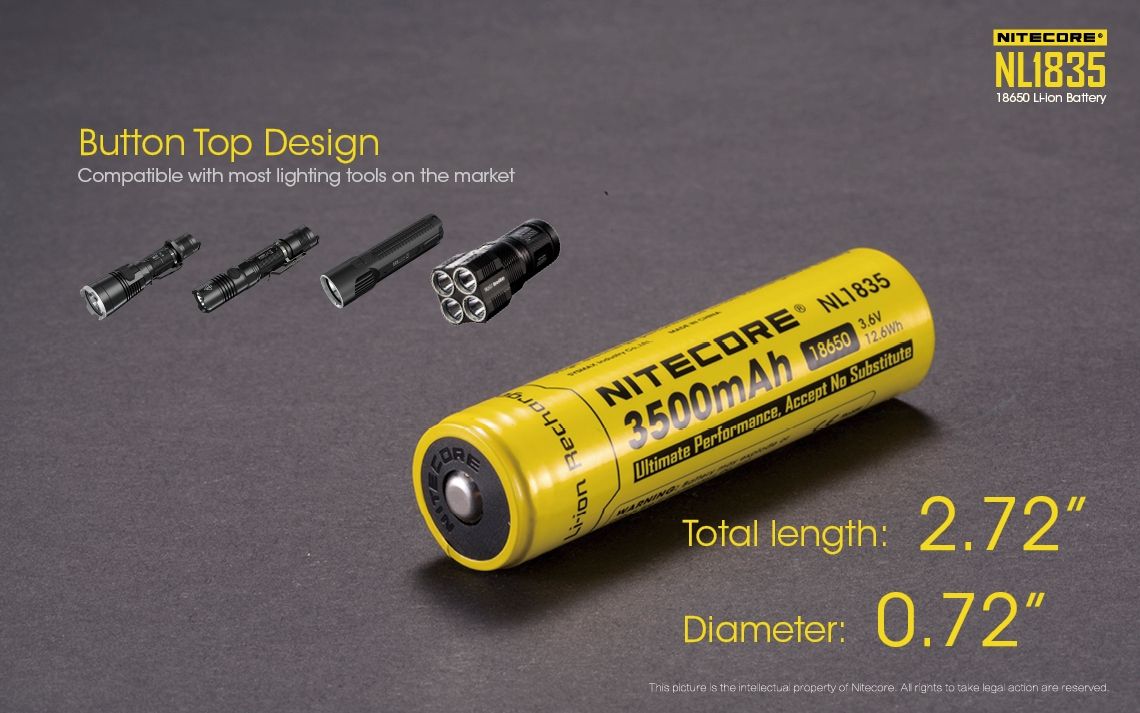 Nitecore 18650 NL1835 3500mAh Li-ion Rechargeable Battery for Long-lasting Power and Reliable Performance