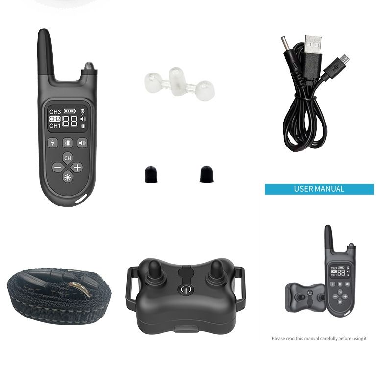 800m Electric Dog Training Collar Waterproof LCD Display Humane Adjustable Levels Rechargeable Collar