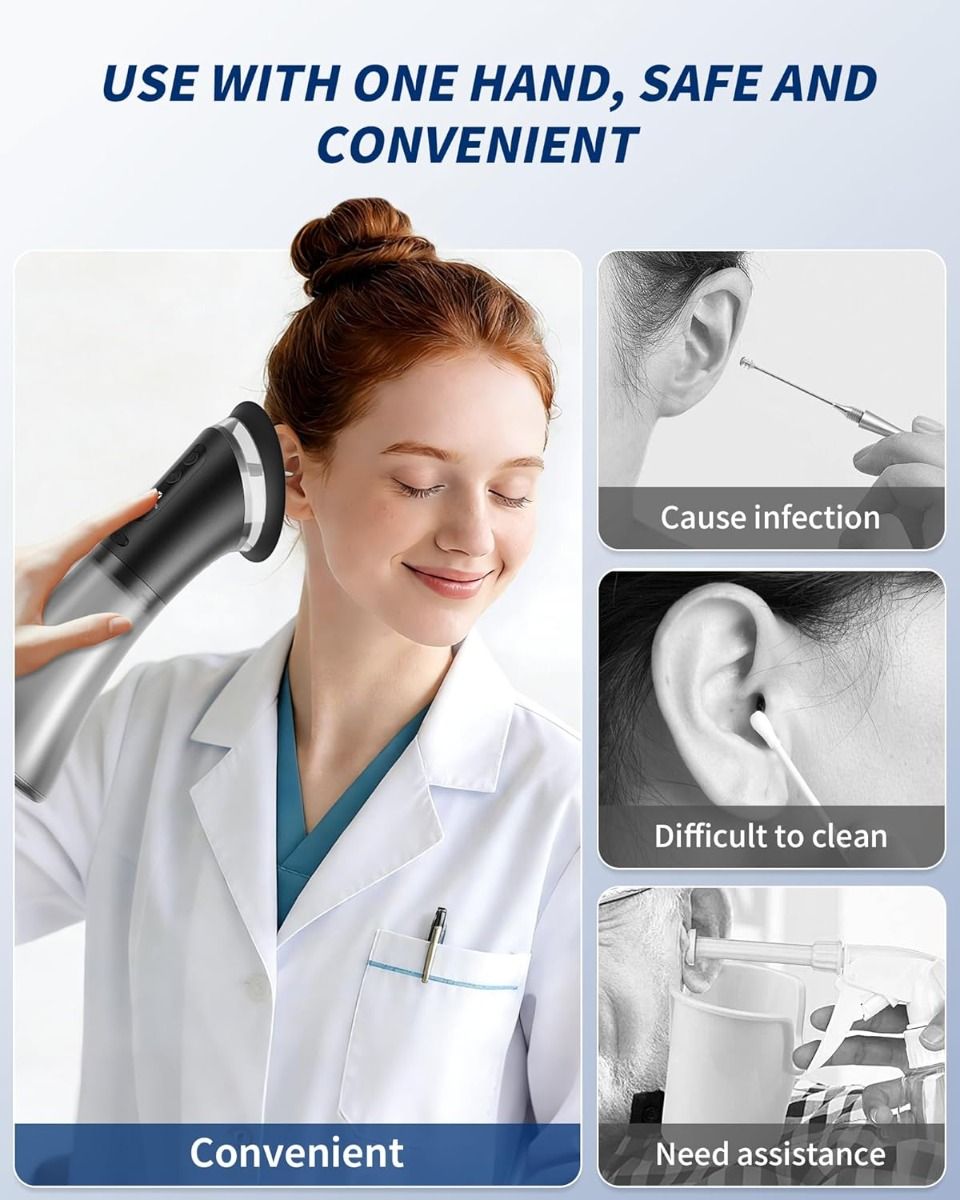 Electric Ear Wax Removal Tool for Adults, IPX7, With Irrigation Flushing System for Tinnitus Relief