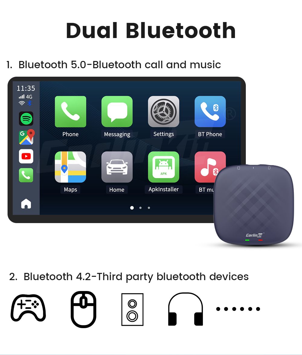 CarlinKit CarPlay Ai Box QCM6125 Android 13 Seamless Multitasking with Factory-Installed CarPlay Streaming