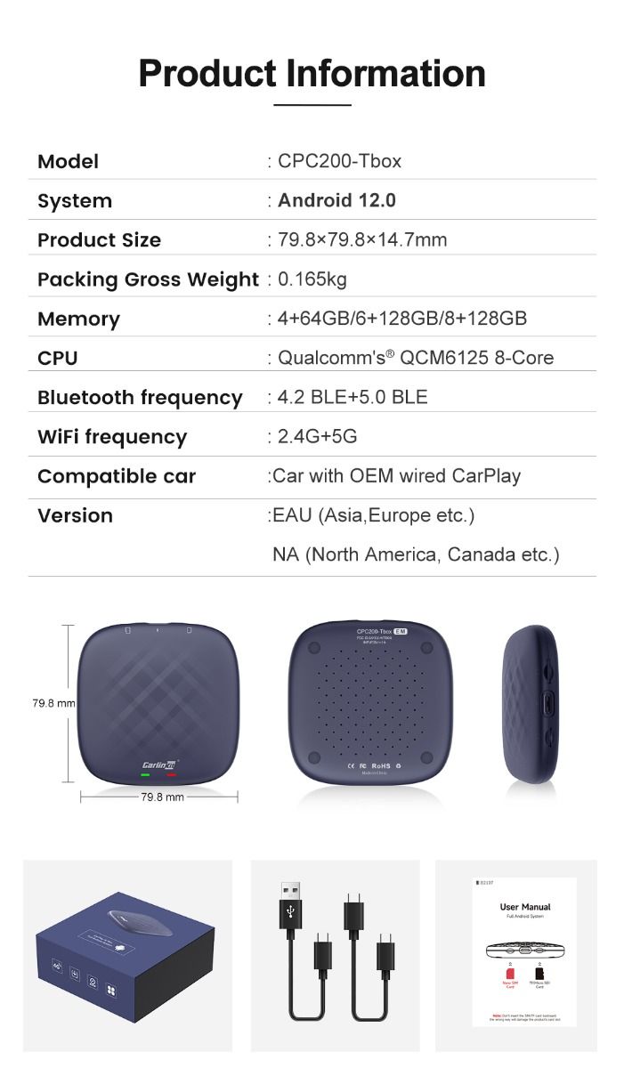 CarlinKit CarPlay Ai Box QCM6125 Android 13 Seamless Multitasking with Factory-Installed CarPlay Streaming