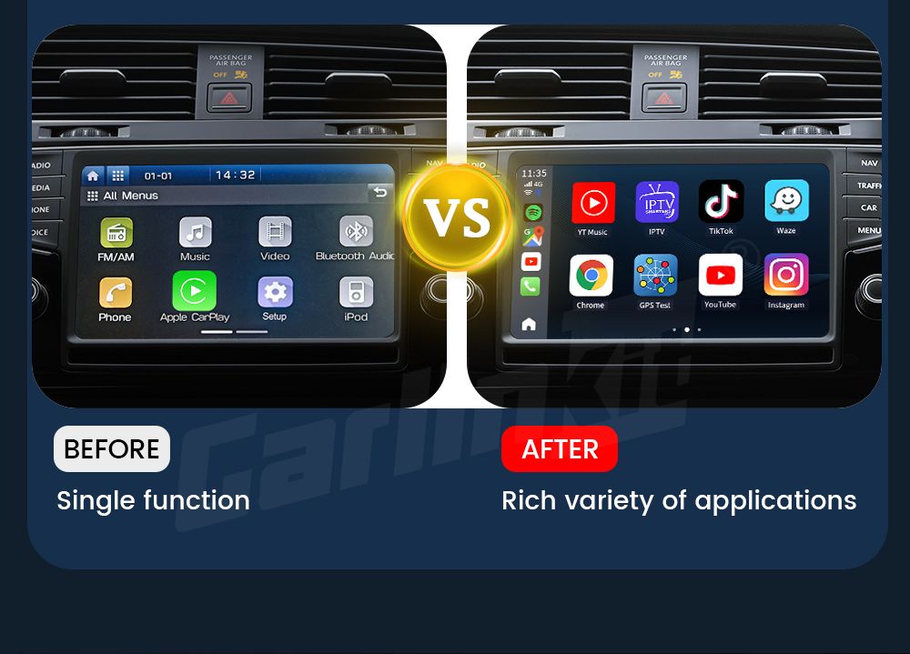 CarlinKit CarPlay Ai Box QCM6125 Android 13 Seamless Multitasking with Factory-Installed CarPlay Streaming