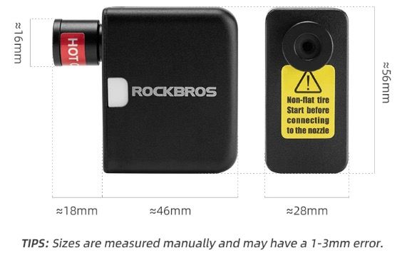ROCKBROS Portable Mini Electric Air Pump 100PSI Rechargeable Durable Bike Motorcycle Car Tire Inflator