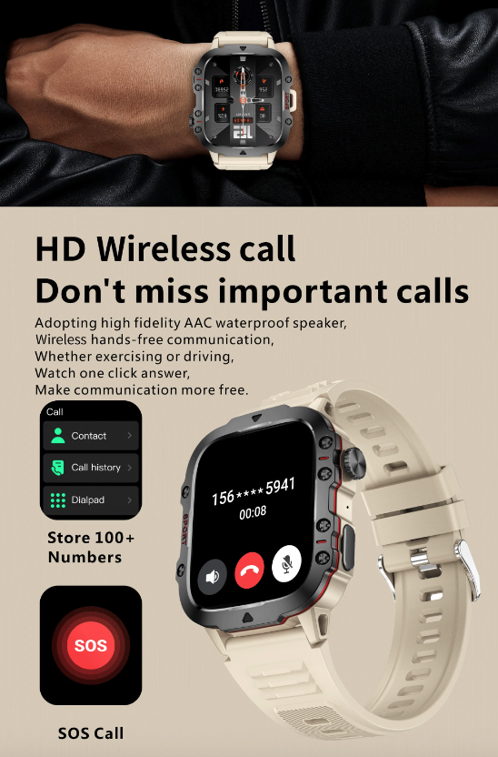 QX11 Smart Watch Men IP68 5ATM Outdoor Sports Fitness Tracker Health Monitor 1.96" BT Call Smartwatch
