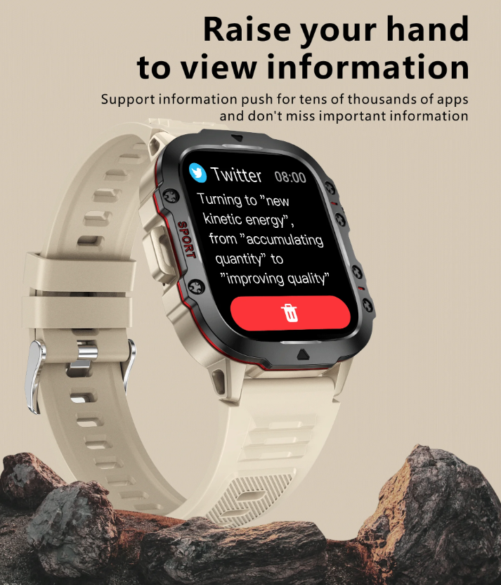 QX11 Smart Watch Men IP68 5ATM Outdoor Sports Fitness Tracker Health Monitor 1.96" BT Call Smartwatch