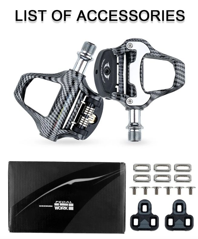 RACEWORK Road Bike Pedal Ultra Light Carbon Fiber Self-Locking SPD Keo Compatible Ideal for Cycling Enthusiasts