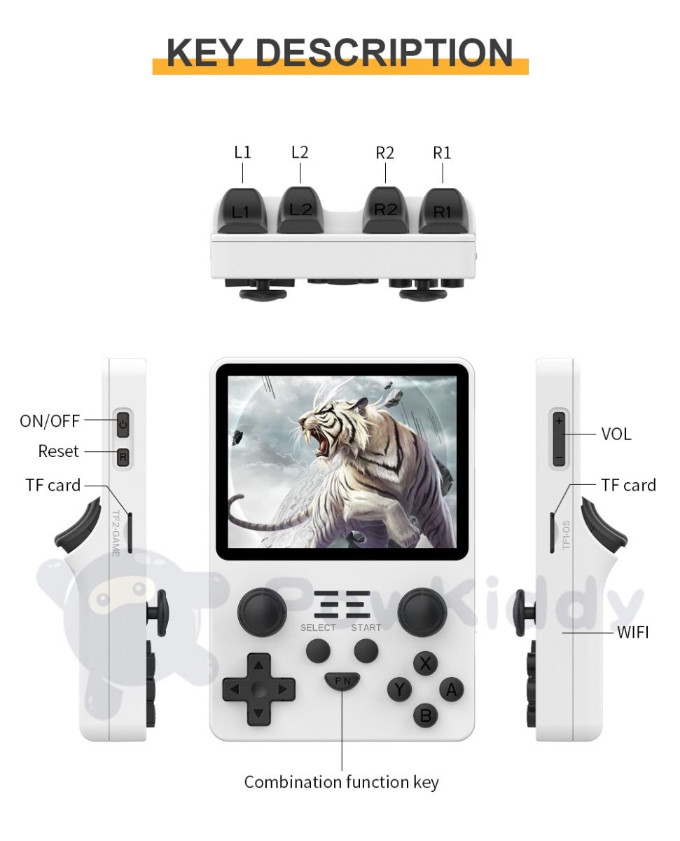 POWKIDDY RGB20S Handheld Console 3.5 Inch HD Display Retro Gaming Device for Kids Retro Enthusiasts Gifts