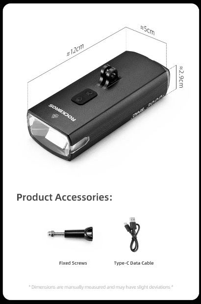 ROCKBROS RHL3000 Bike Light 3000 Lumens LED Headlight 10000mAH Battery Waterproof MTB Road Cycling Durable
