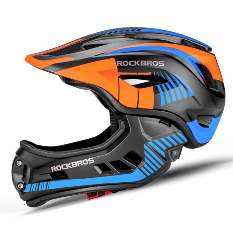 ROCKBROS Children Cycling Helmet Detachable Full Face Riding Youth Protective Gear Adventure Sports