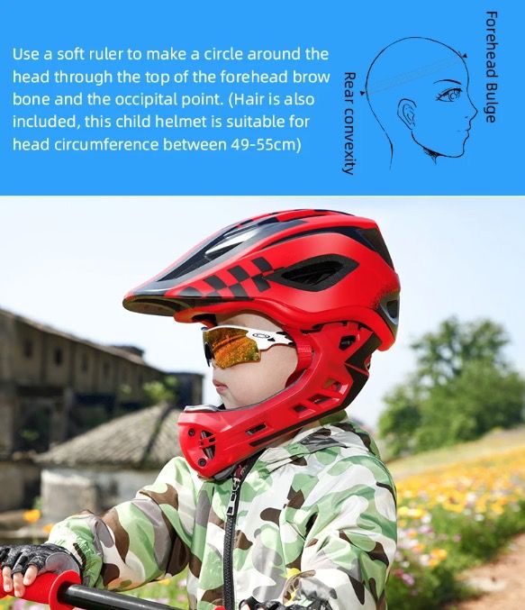 ROCKBROS Children Cycling Helmet Detachable Full Face Riding Youth Protective Gear Adventure Sports