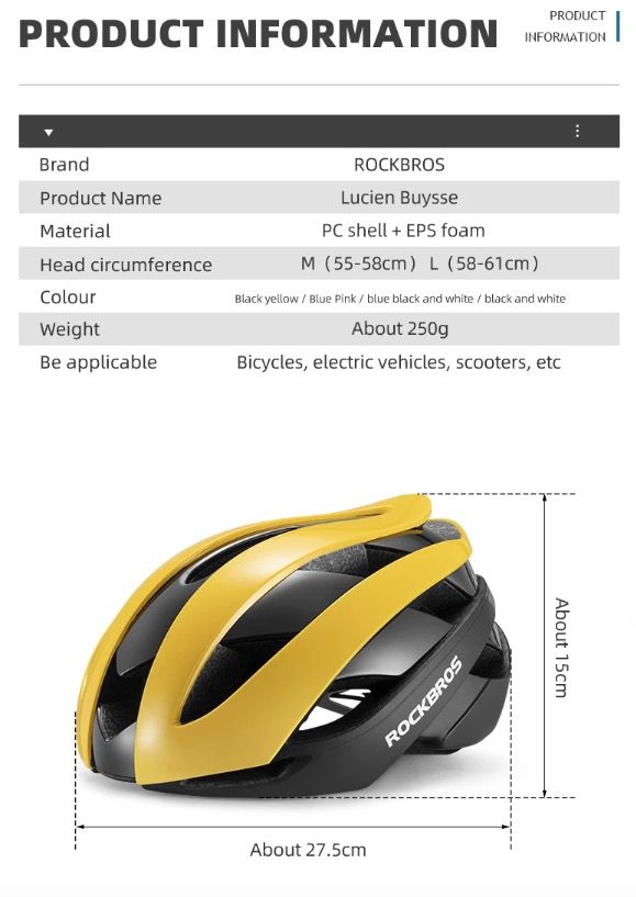 ROCKBROS Bicycle Helmet Ultralight Cycling Helmet Anti-Sweat Technology Shock Resistant for Outdoor Sports
