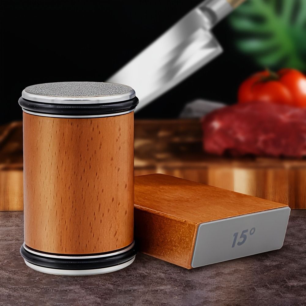Knife Sharpener Tool, Rolling Knife Sharpener Kit, Knife Sharpening with Diamonds and Ceramic for Steel of Any Hardness, Kitchen knife Sharpener with 15 & 20 Degree Magnetic Angle