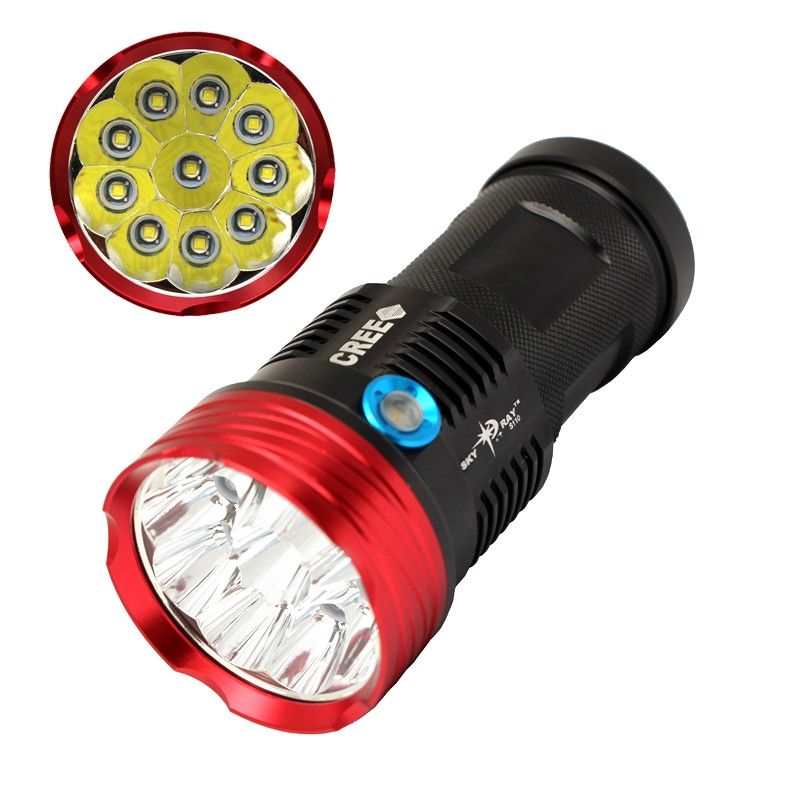 Sky Ray S110 10T6/U2 10000-Lumen LED Flashlight Rugged Design for Versatile Outdoor Camping and Emergency Use