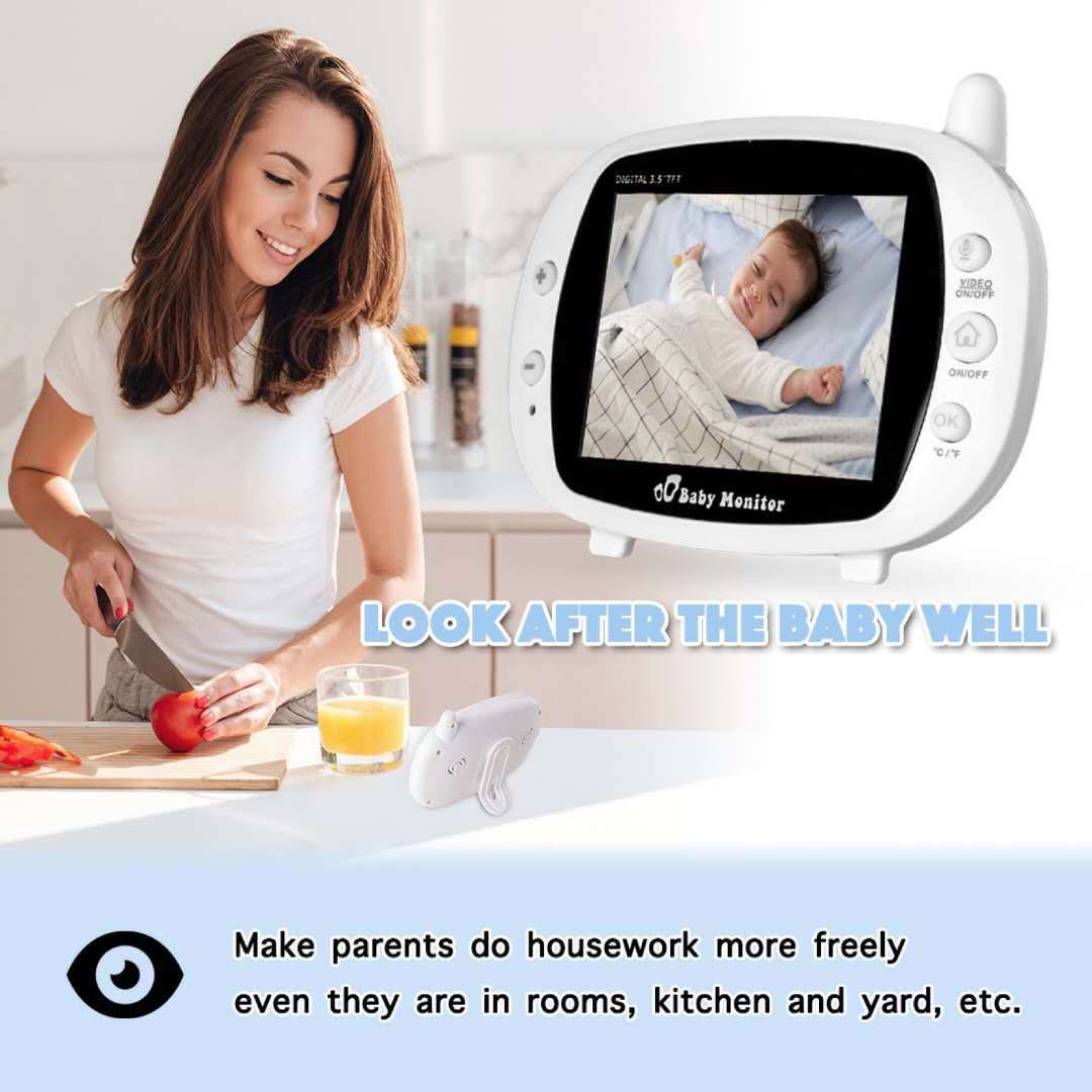 SP850 Wireless Video Baby Monitor 3.5 Inches LCD Night Vision 2 Way Audio Secure Connection for Child Safety