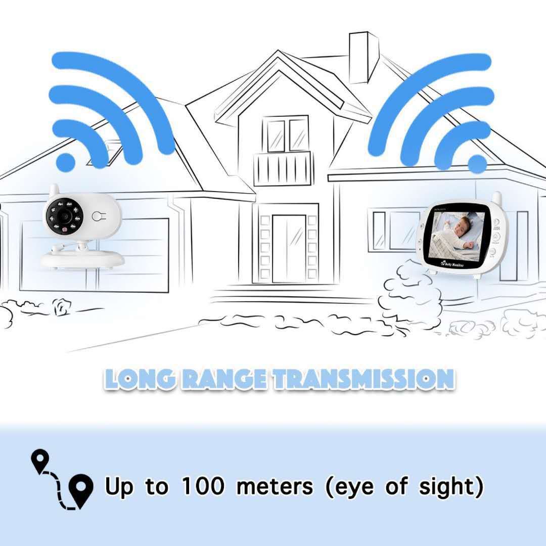 SP850 Wireless Video Baby Monitor 3.5 Inches LCD Night Vision 2 Way Audio Secure Connection for Child Safety