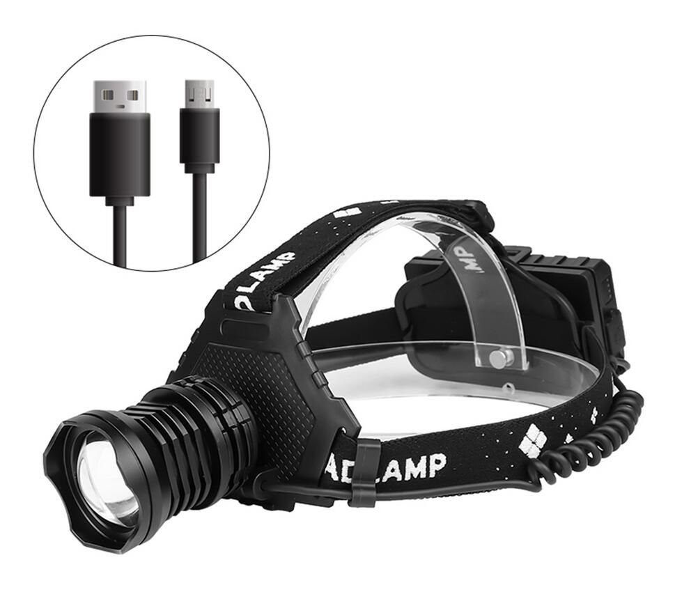 XHP70 LED Headlamp 8000LM USB Rechargeable Outdoor Light IPX5 Waterproof Adjustable Modes for Camping and Hiking