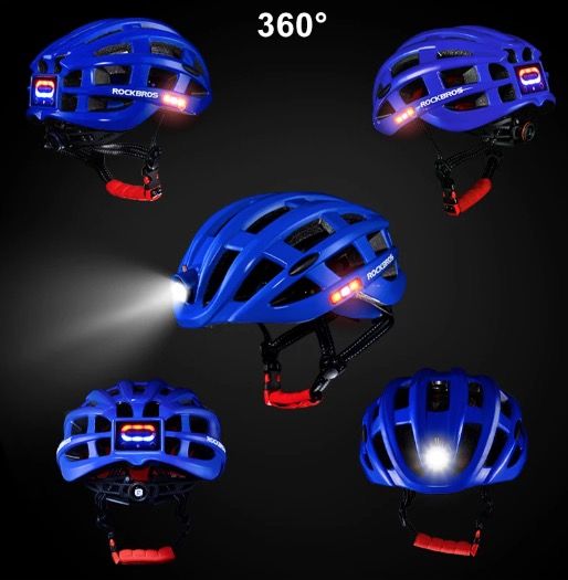 ROCKBROS Light Cycling Helmet Ultralight Helmet with Integrated Safety Lighting and USB Charging for Comfort