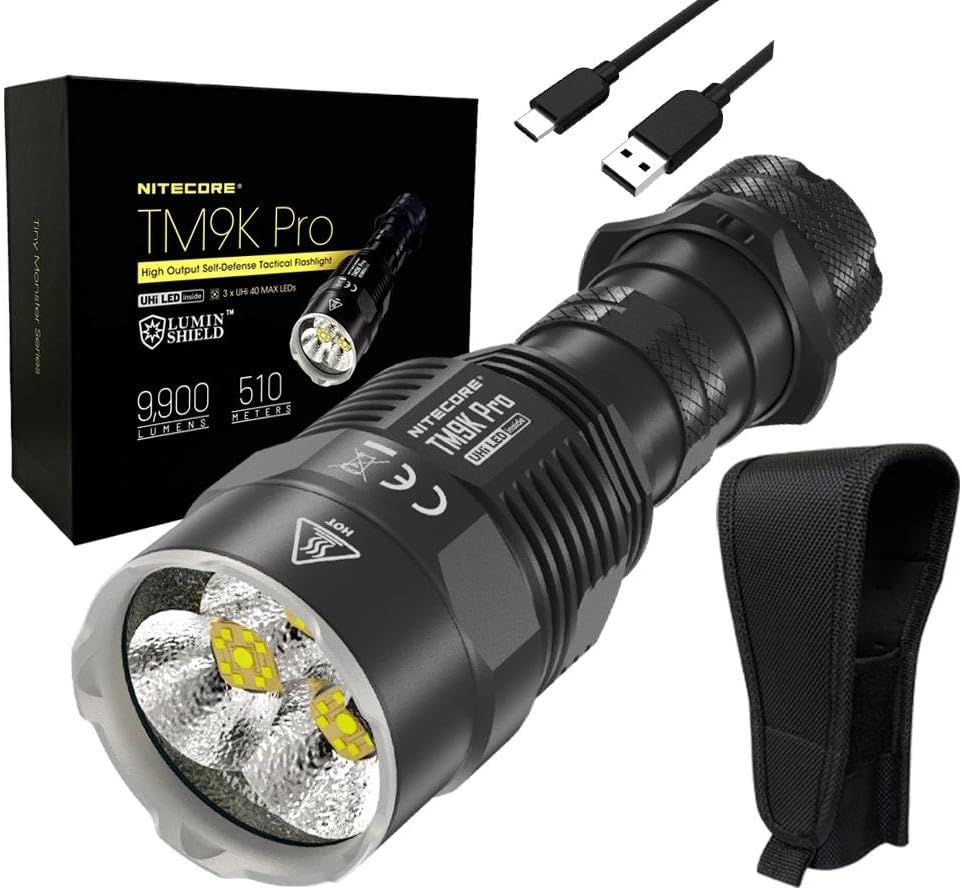 Nitecore TM9K PRO 9900 Lumen Durable Rechargeable Flashlight with USB-C and 510m Beam for Outdoor Adventures