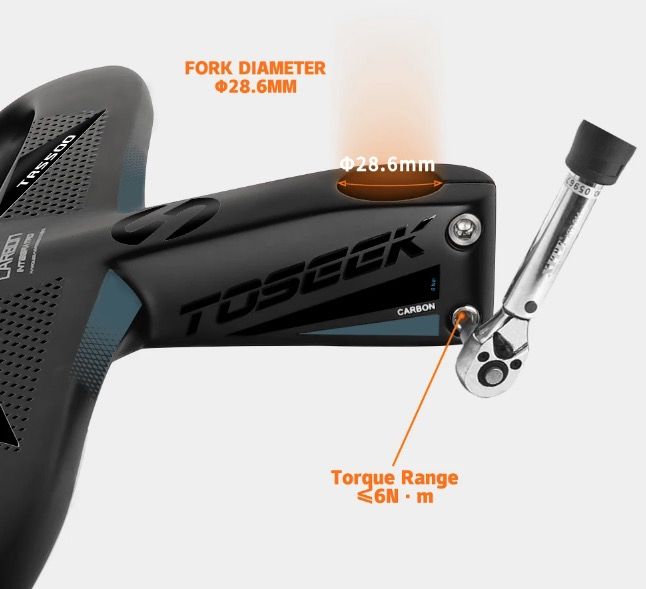 TOSEEK TR5500 Road Bike Handlebar Lightweight Full Carbon Fiber Stem Aerodynamic Design Matte Black Finish