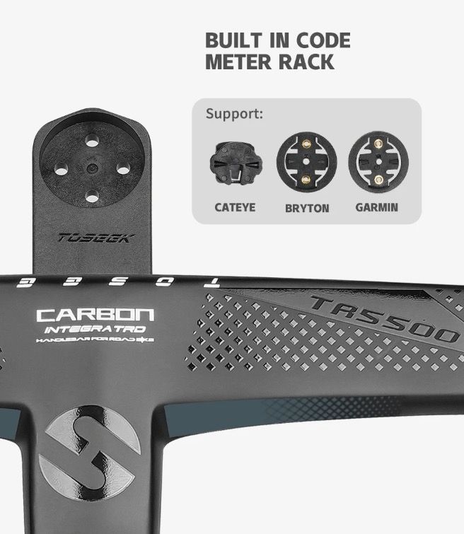 TOSEEK TR5500 Road Bike Handlebar Lightweight Full Carbon Fiber Stem Aerodynamic Design Matte Black Finish