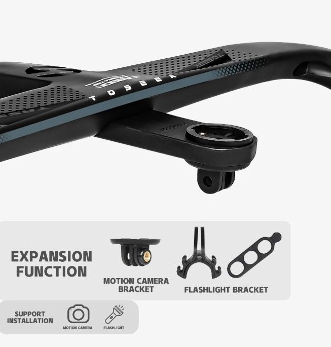 TOSEEK TR5500 Road Bike Handlebar Lightweight Full Carbon Fiber Stem Aerodynamic Design Matte Black Finish