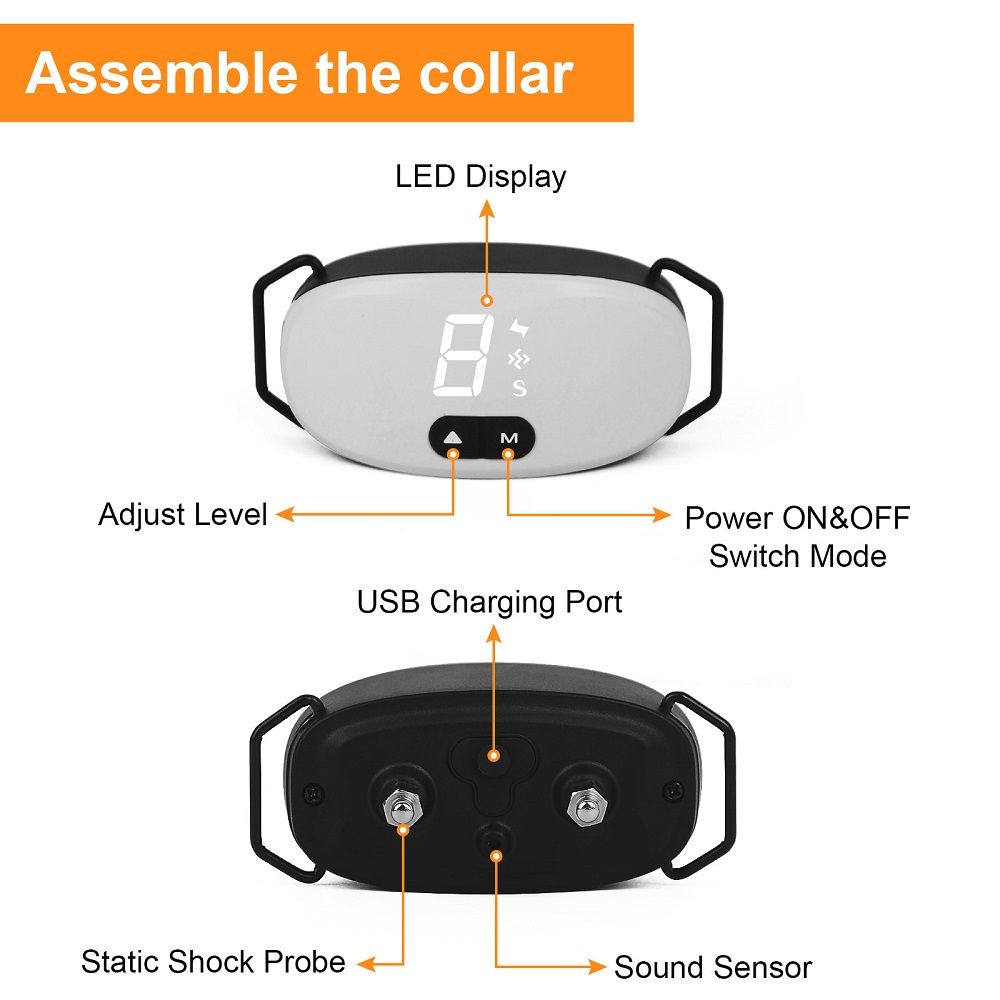 Automatic Anti Barking Dog Collar Rechargeable Effective Dog Training Collar Waterproof Dual Training Modes