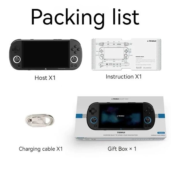 Trimui Smart Pro Vintage Handheld Game Console 4.96 Inch HD IPS Display Portable Gaming Long-Lasting Battery