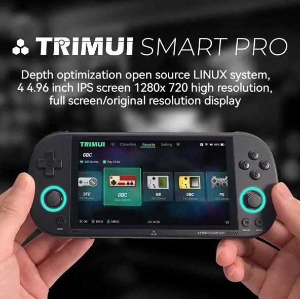 Trimui Smart Pro Vintage Handheld Game Console 4.96 Inch HD IPS Display Portable Gaming Long-Lasting Battery