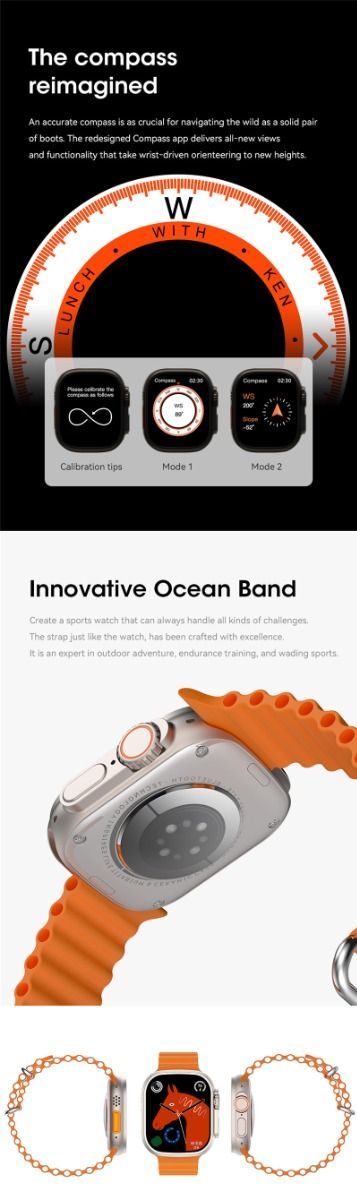 49mm Smart Watch Ultra 9 Bluetooth Call NFC Compass GPS Route Track Ip68 Smartwatch